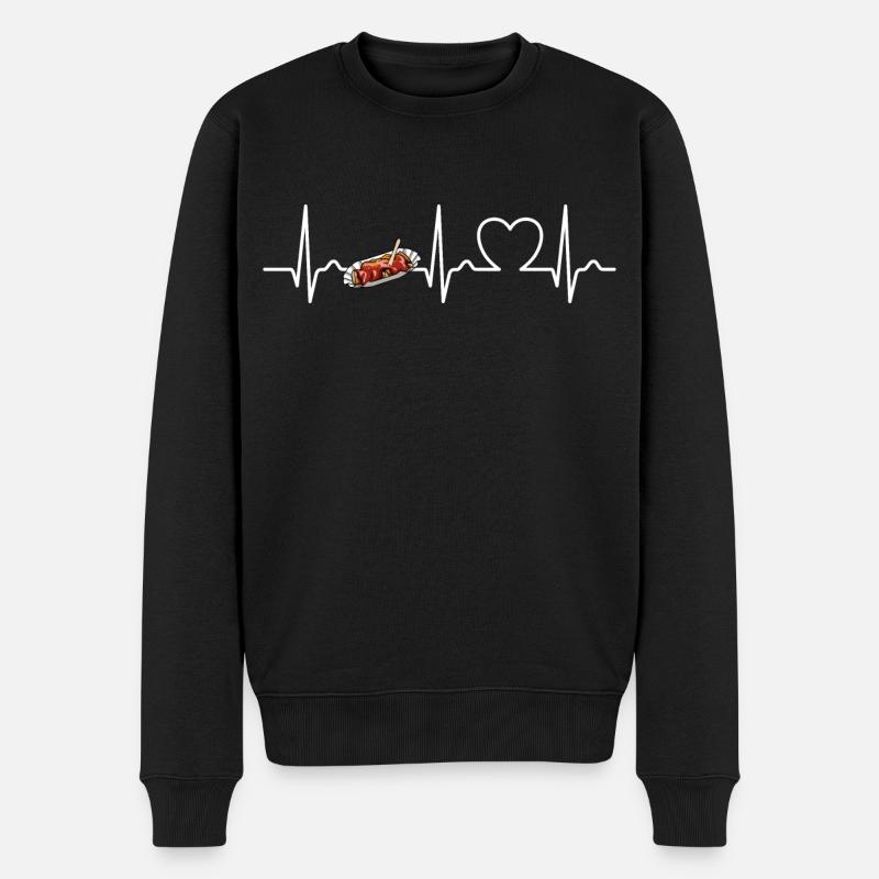 Herzkurve Currywurst - Fast Food - Kult - Männer Premium Bio Pullover - Schwarz