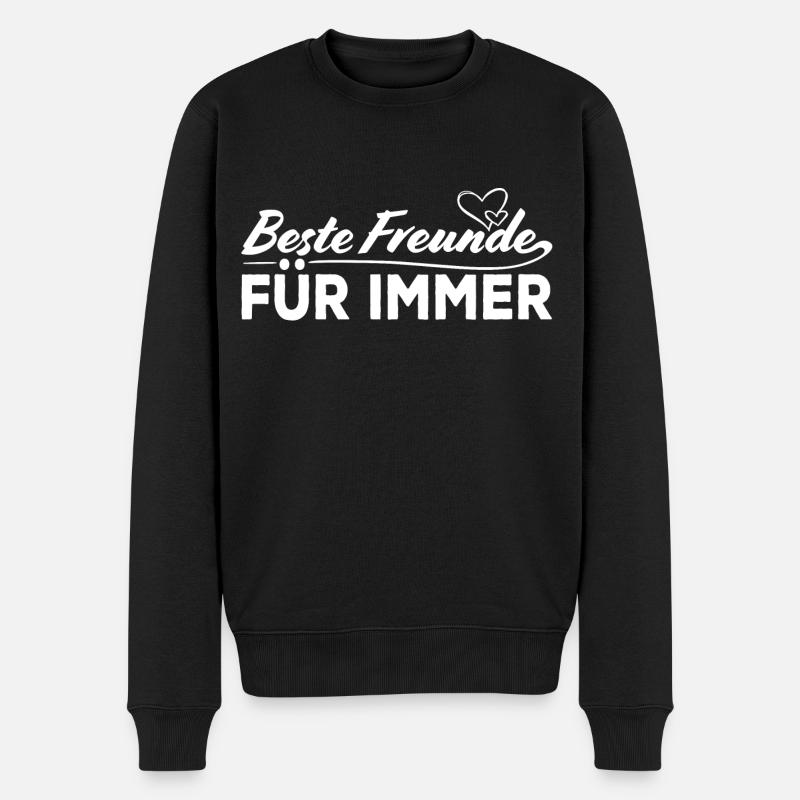 Beste Freunde für immer Freundin Freundschaft - Männer Premium Bio Pullover - Schwarz