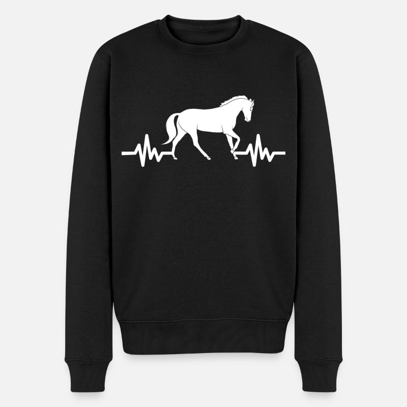 Herzschlag - Pferd Hengst Stute Ross Reitsport - Männer Premium Bio Pullover - Schwarz