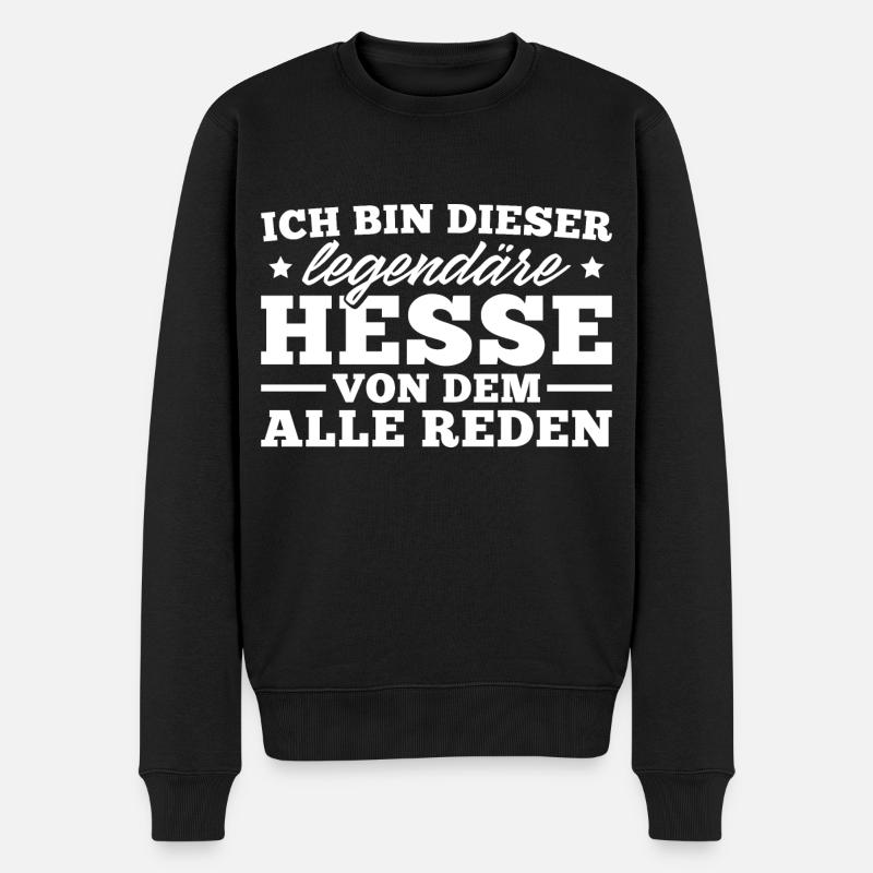 Hessischer Dialekt Legendärer Hesse - Männer Premium Bio Pullover - Schwarz
