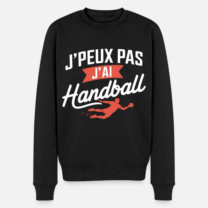Ich kann nicht, ich habe Handball - Männer Premium Bio Pullover - Schwarz
