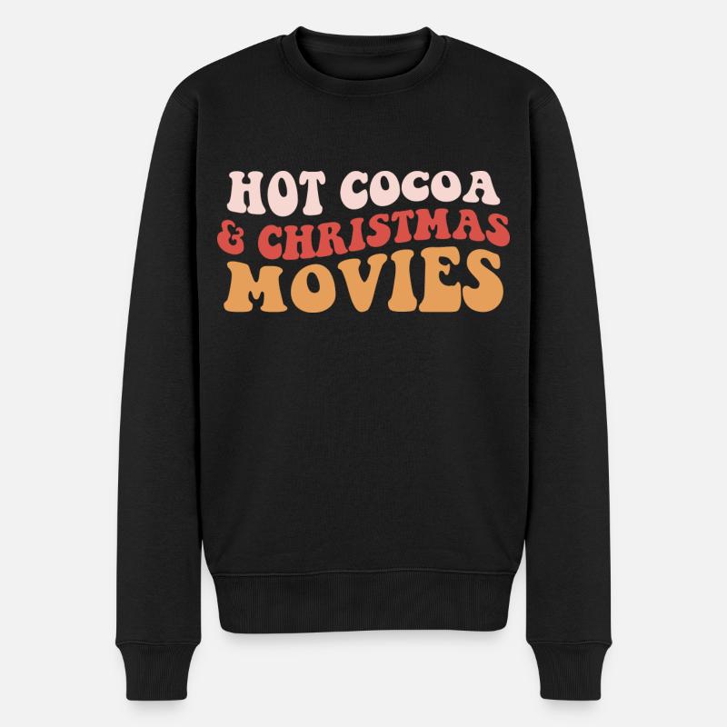 Heiße Schokolade und Weihnachtsfilme - Männer Premium Bio Pullover - Schwarz