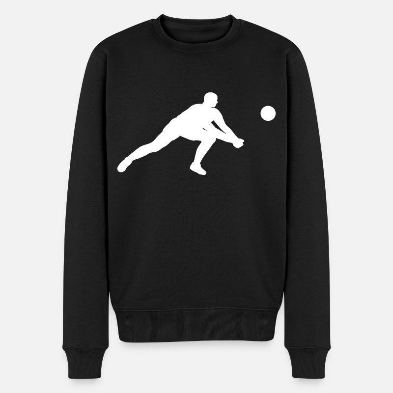 Strahlender Volleyballspieler in Aktion - Männer Premium Bio Pullover - Schwarz