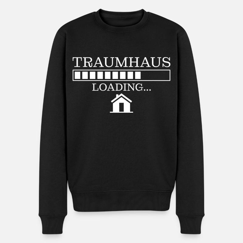 Hausbau Traumhaus lädt Bauherr - Männer Premium Bio Pullover - Schwarz