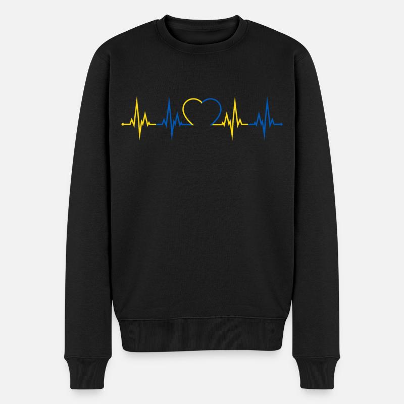 Ukraine heartbeat battement de cœur Ukraine - Pull Premium bio Homme - noir