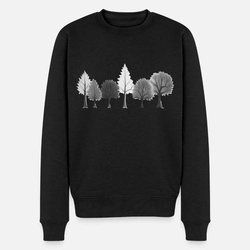 Wald Bäume schwarzweiss - Männer Premium Bio Pullover - Schwarz