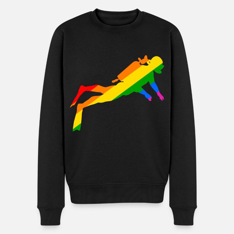 Rainbow Diver - Männer Premium Bio Pullover - Schwarz
