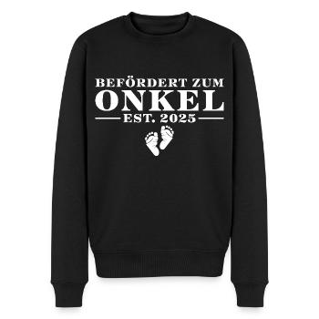 Werdender Onkel 2025 Babyparty - Männer Premium Bio Pullover - Schwarz - Vorne - Nico (187cm)
