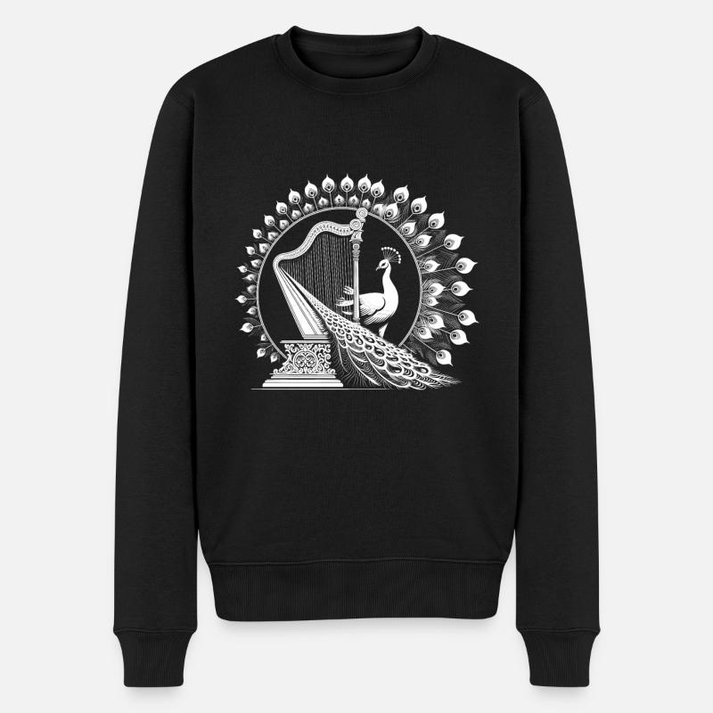 Jeu de harpe paon - Pull Premium bio Homme - noir