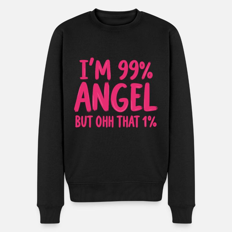 Engel Engelchen Prozent Spruch - Männer Premium Bio Pullover - Schwarz