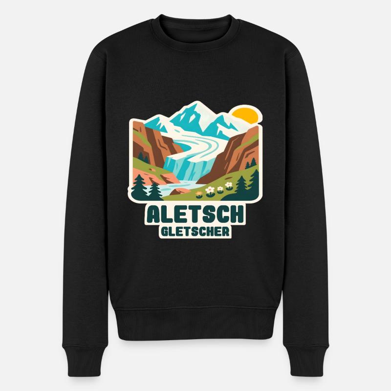 Glacier d’Aletsch - Pull Premium bio Homme - noir