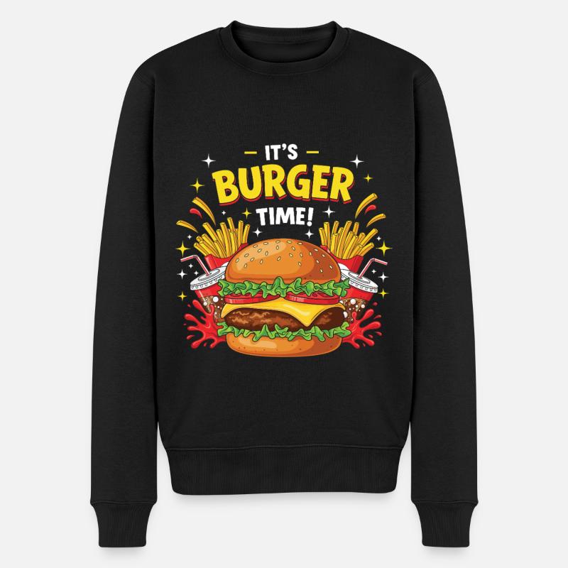 Hamburger Burger - Männer Premium Bio Pullover - Schwarz