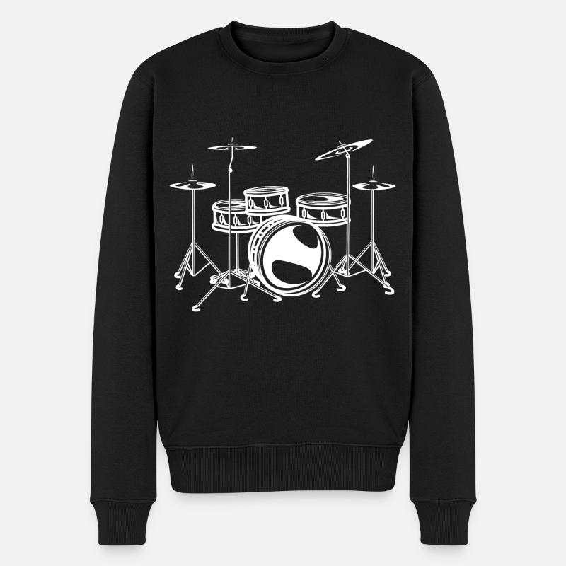 Drum Set Rock Drummer Design - Männer Premium Bio Pullover - Schwarz