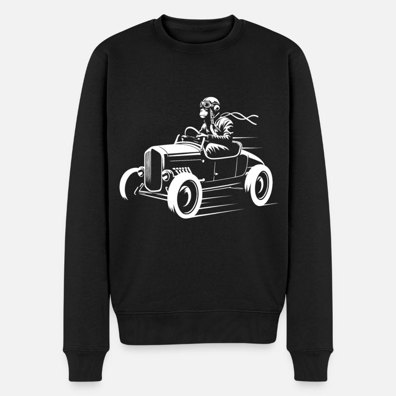 Temporeicher Primat - Männer Premium Bio Pullover - Schwarz