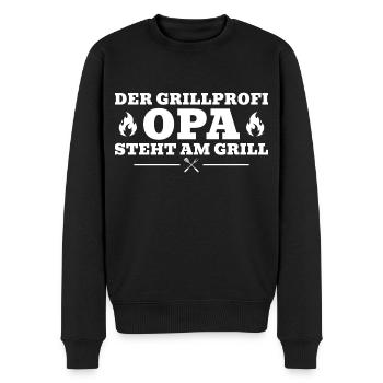 Grillprofi Opa steht am Grill - Männer Premium Bio Pullover - Schwarz - Vorne - Nico (187cm)