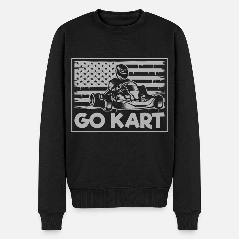 Gokart Go Kart Autorennen - Männer Premium Bio Pullover - Schwarz