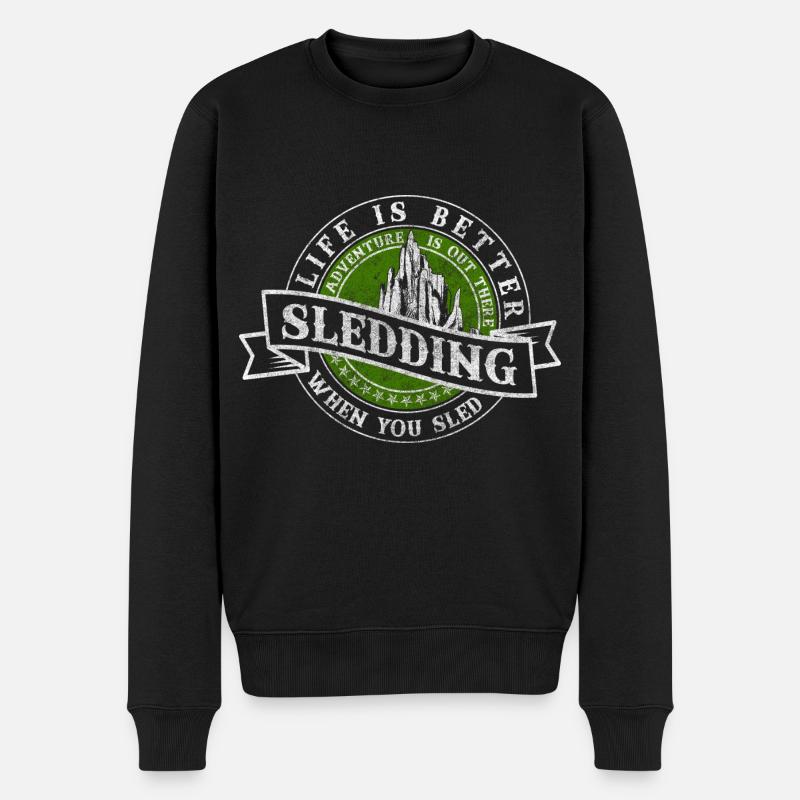 Schlittenfahren Wintersport Skiurlaub Spaß - Männer Premium Bio Pullover - Schwarz
