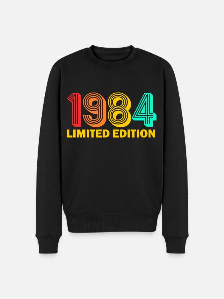 1984 geboren Geboren 1984 Cadeau Verjaardag - Mannen Premium Bio sweater - zwart
