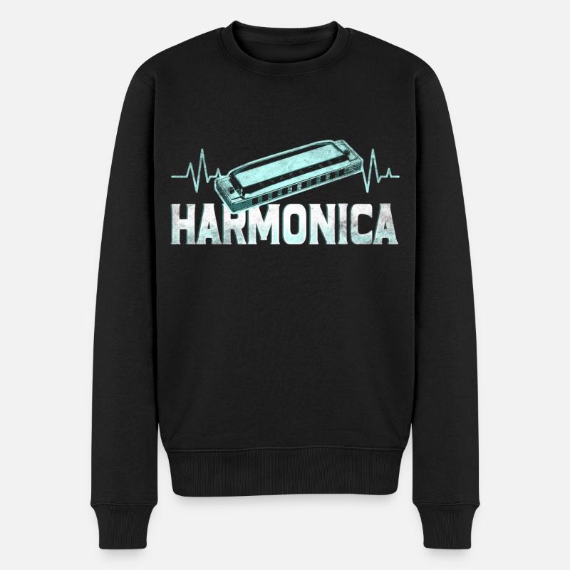 Mundharmonika - Männer Premium Bio Pullover - Schwarz