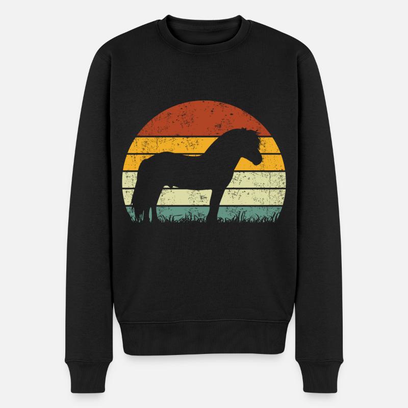 Fjordpferd Vintage Retro - Männer Premium Bio Pullover - Schwarz