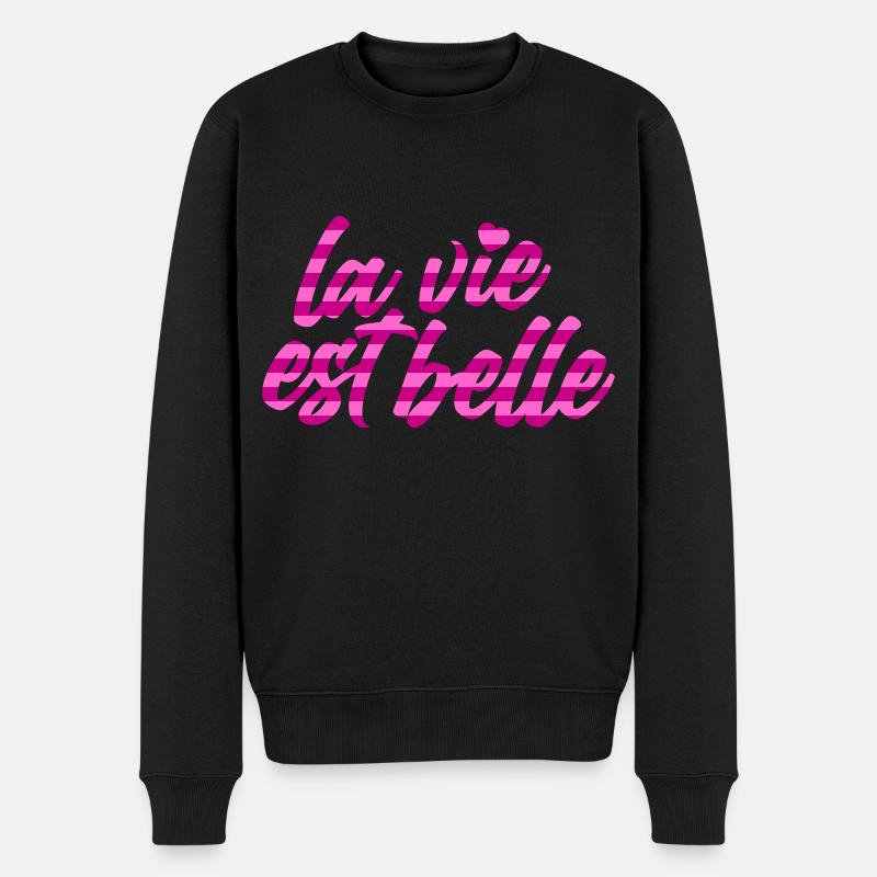 Das Leben ist schön | Farben änderbar - Männer Premium Bio Pullover - Schwarz