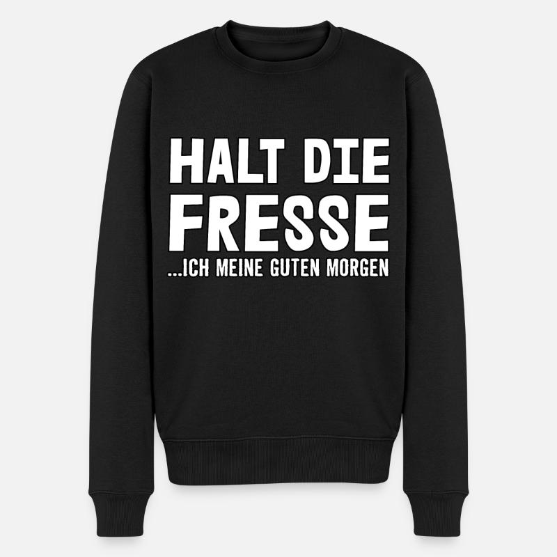 Halt die Fresse - Männer Premium Bio Pullover - Schwarz