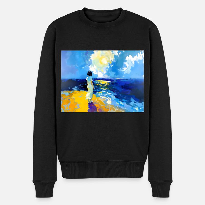 Mama am Strand - Männer Premium Bio Pullover - Schwarz