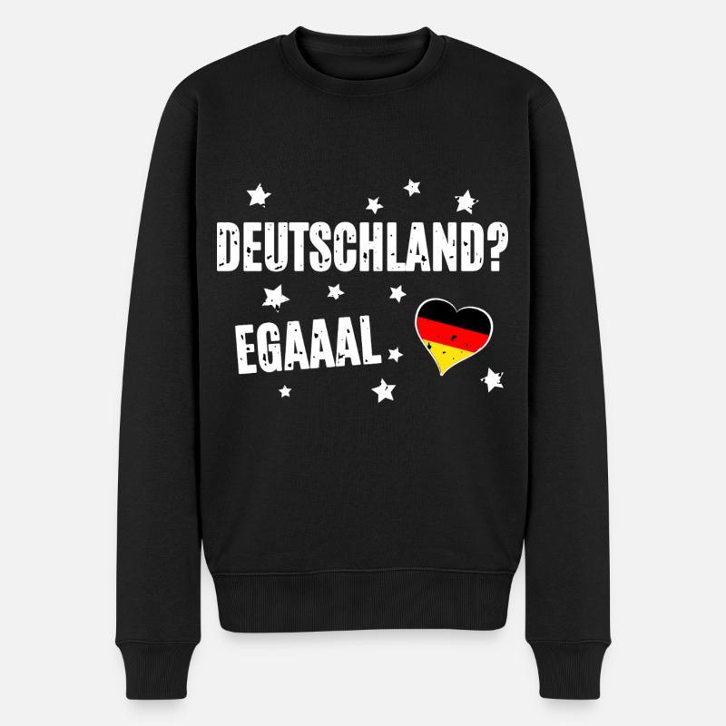 Lustiger Spruch Egal - Männer Premium Bio Pullover - Schwarz