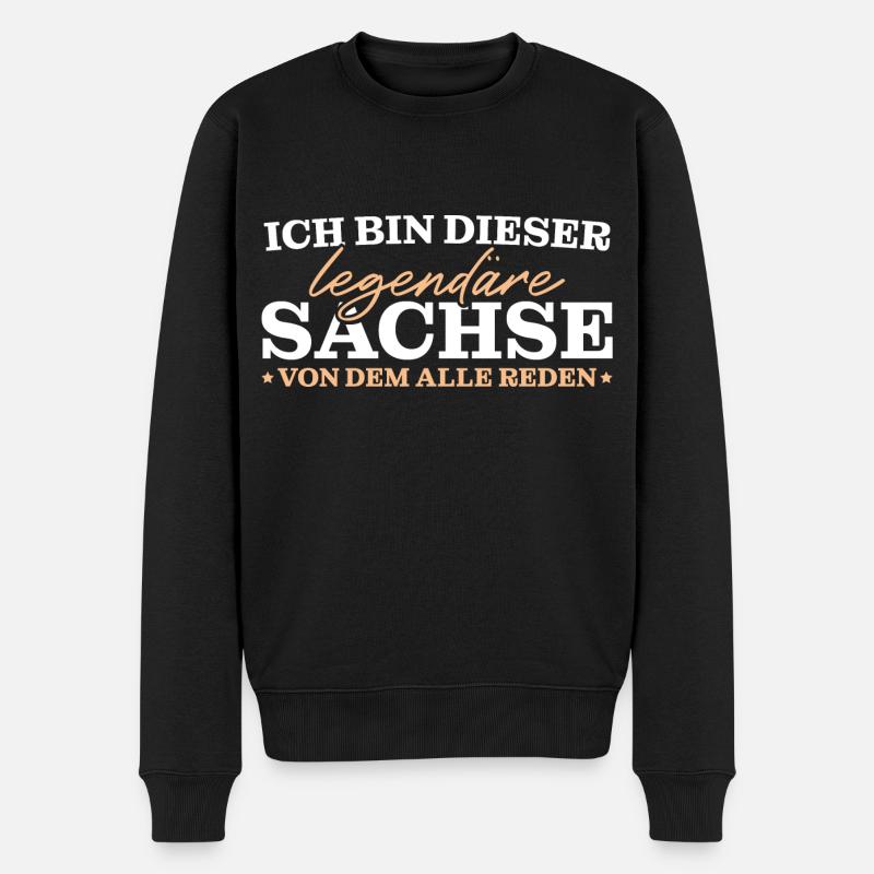 Sächsischer Dialekt Legendärer Sachse - Männer Premium Bio Pullover - Schwarz