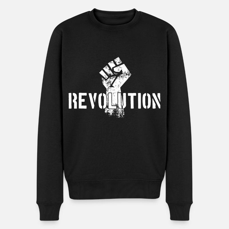 REVOLUTION DEMONSTRATION WIDERSTAND - Männer Premium Bio Pullover - Schwarz