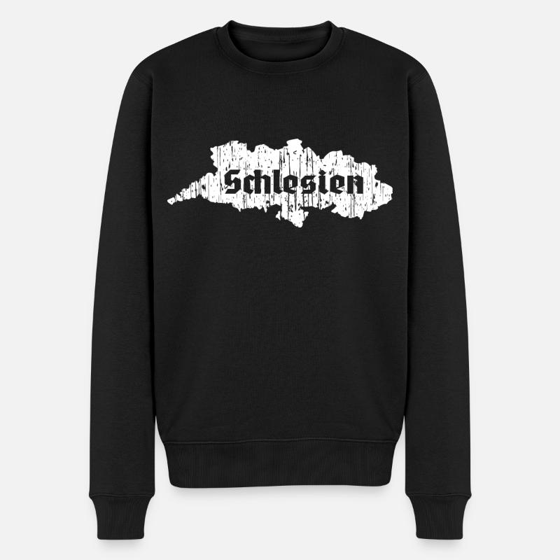 Schlesien Karte T Shirt - Männer Premium Bio Pullover - Schwarz