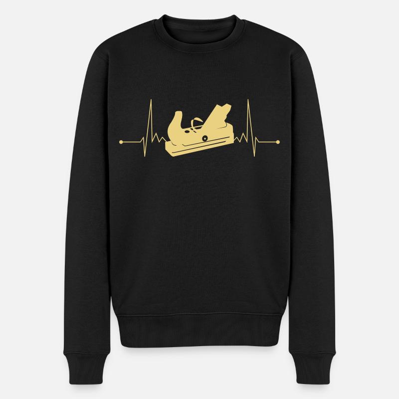 Hobel Tischler Herzschlag Schreiner Puls Motiv - Männer Premium Bio Pullover - Schwarz