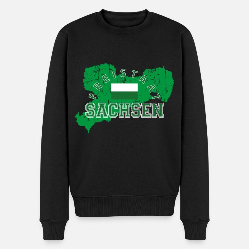 Sachsen - Männer Premium Bio Pullover - Schwarz