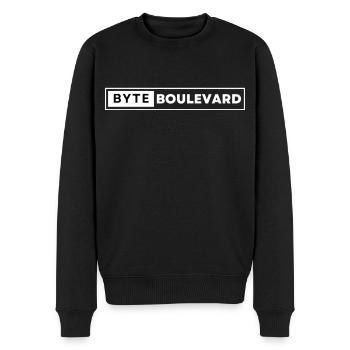 Byte Boulevard White Logo - Men's Premium Organic Jumper - black - Front - Nico (187cm)