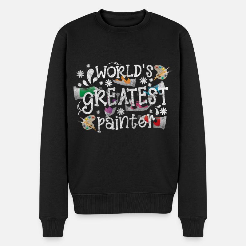 Künstler Malerei Pinsel Handwerk - Männer Premium Bio Pullover - Schwarz