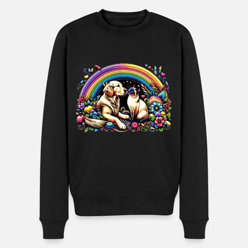 Freundschaftszauber: Hund und Katze - Männer Premium Bio Pullover - Schwarz