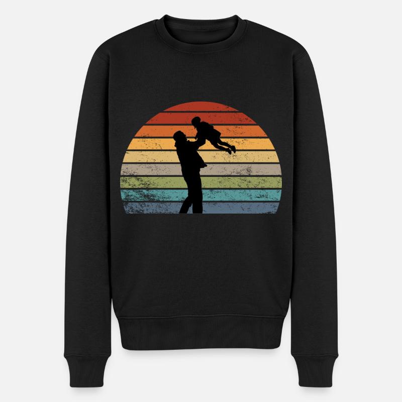 Vater und Tochter - Männer Premium Bio Pullover - Schwarz