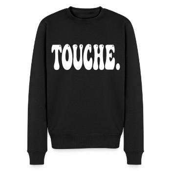 Touche Typografie - Männer Premium Bio Pullover - Schwarz - Vorne - Nico (187cm)