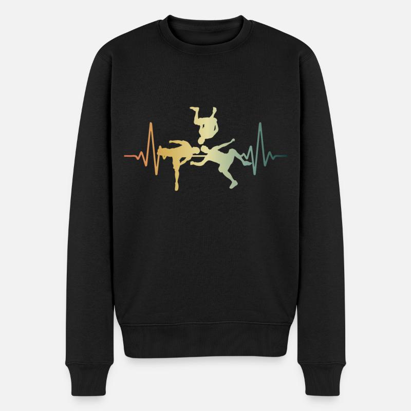 Heartbeat Parkour Sideflip ECG Pulse - Pull Premium bio Homme - noir