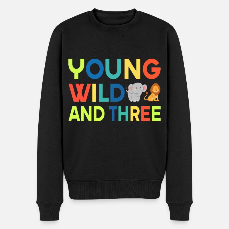 Young wild and three,Birthday - Pull Premium bio Homme - noir