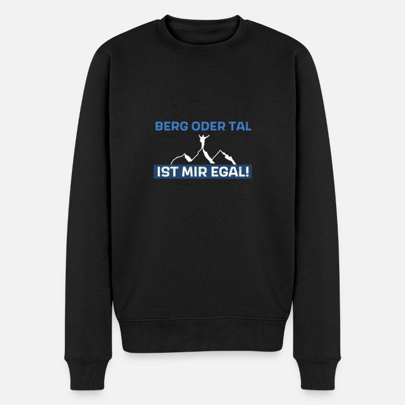 Berg oder Tal ist mir egal - Männer Premium Bio Pullover - Schwarz