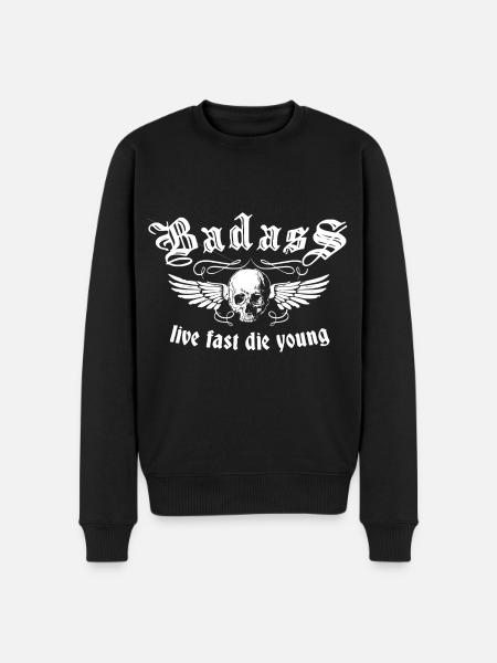 Badass Oldschool1 - Männer Premium Bio Pullover - Schwarz