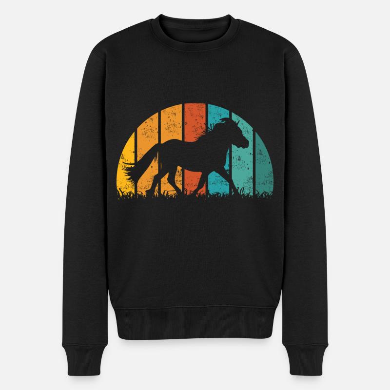 Shetlandpony Shetland Pony Vintage Retro - Männer Premium Bio Pullover - Schwarz