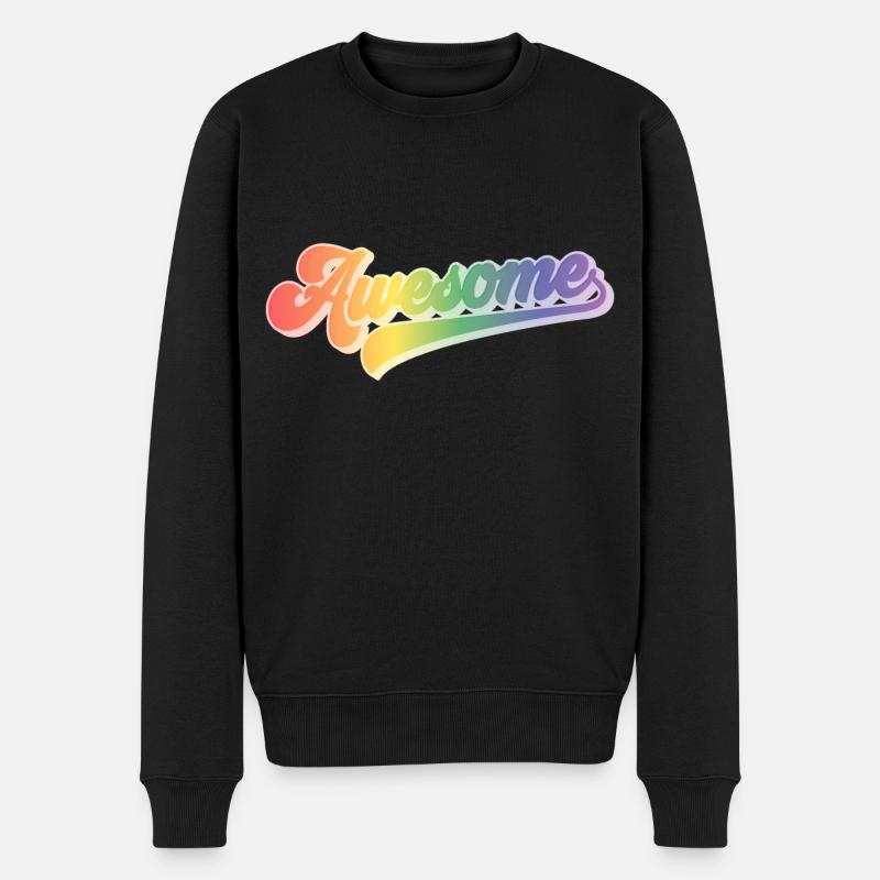 Awesome | Beeindruckend Regenbogen - Männer Premium Bio Pullover - Schwarz