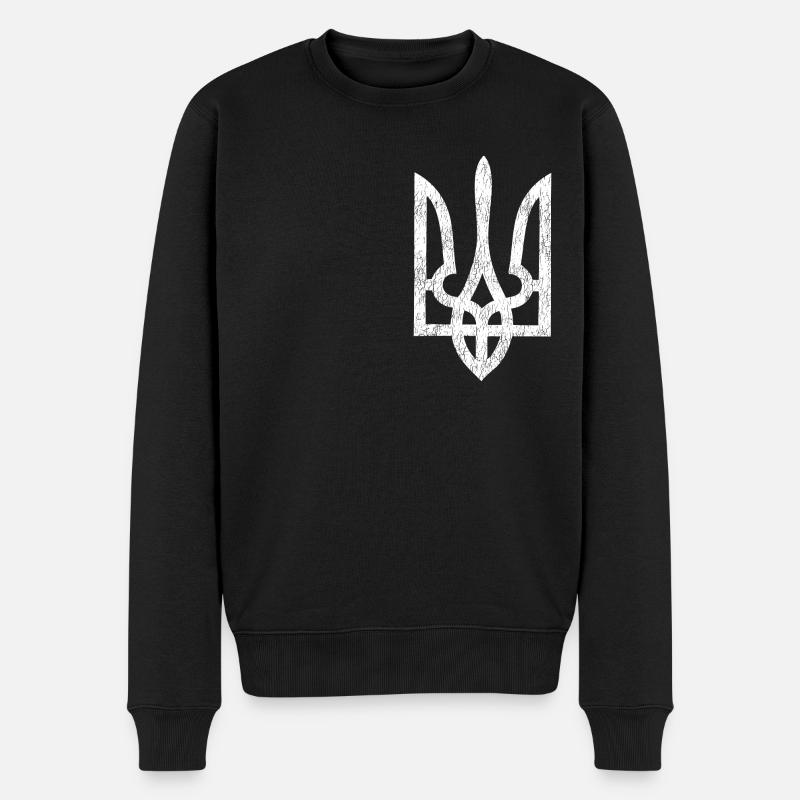 Ukrainian National Symbol _ Trysub _ Vintage Style - Männer Premium Bio Pullover - Schwarz
