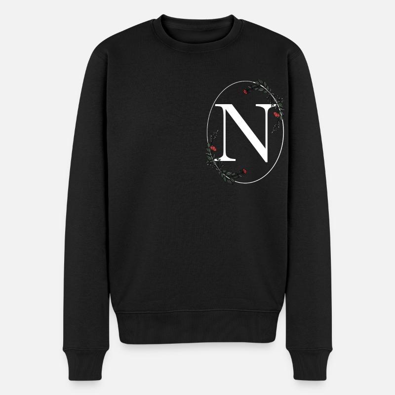 Buchstabe N - Männer Premium Bio Pullover - Schwarz