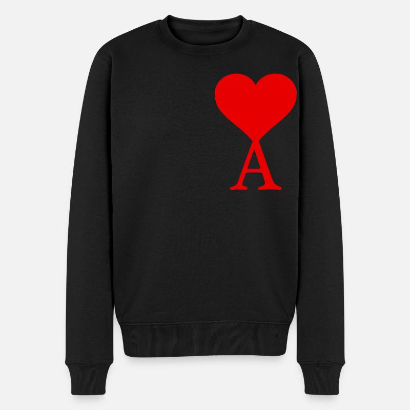 Herz mit Anfangsbuchstabe A - Männer Premium Bio Pullover - Schwarz