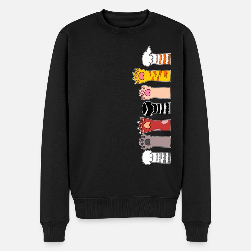 Katzenpfoten - Männer Premium Bio Pullover - Schwarz
