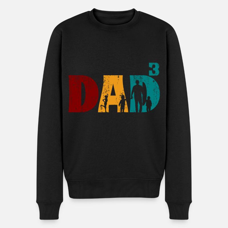 Papa Dad von 3 drittes Kind Baby Kinder - Männer Premium Bio Pullover - Schwarz