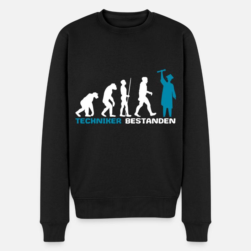 Techniker Abschluss Prüfung Bestanden Evolution - Männer Premium Bio Pullover - Schwarz
